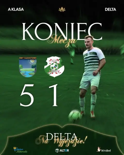 Delta Miloradz przegrywa z KP Świt Radostowo 1:5 – porażka w meczu